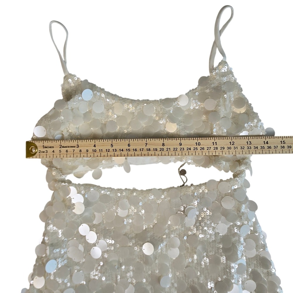 Meshki White Sequin Mini Dress with Cutout - Picture 10 of 14